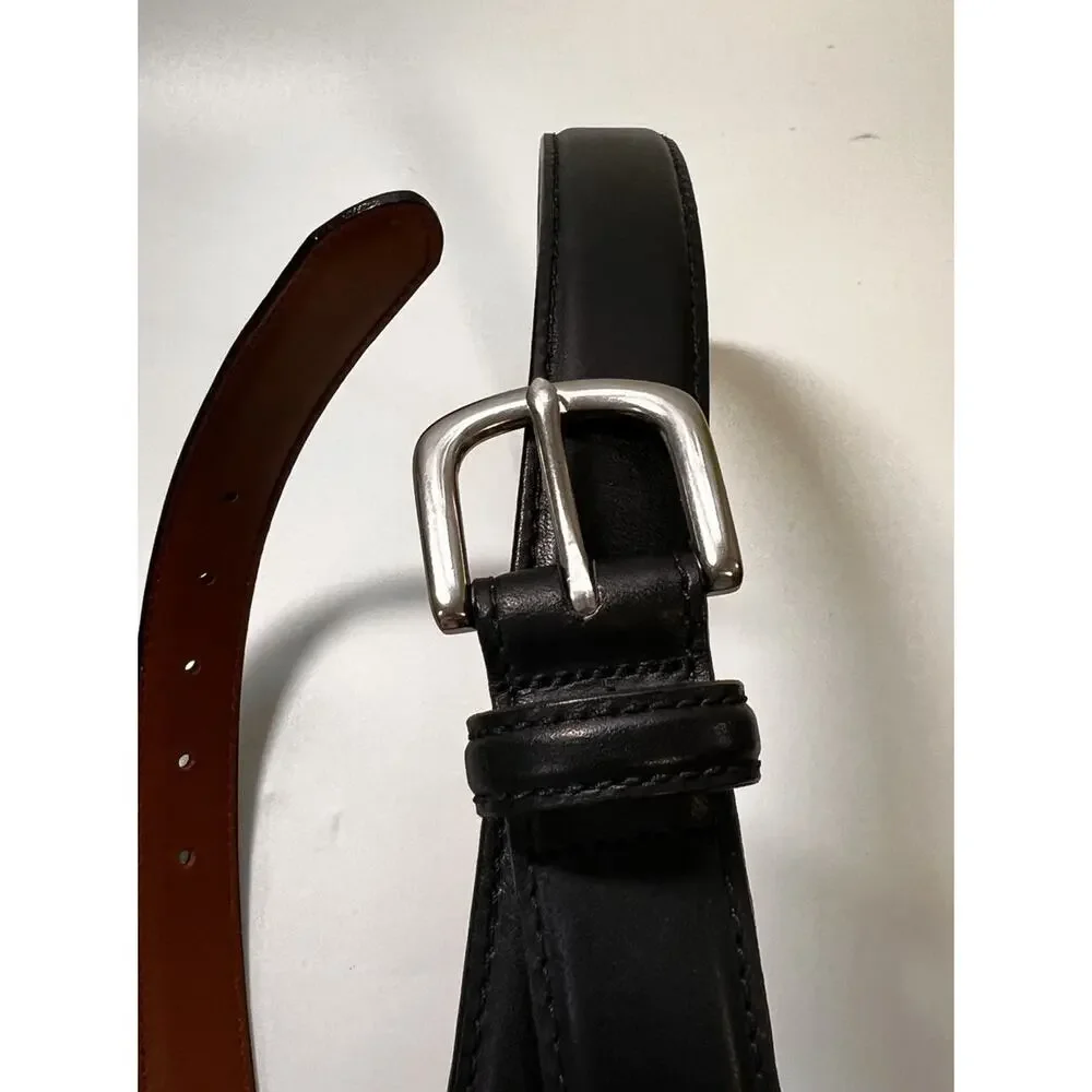 LL Bean Men’s Black Full Grain Leather Belt Made‎ in USA Sz 45”-49” Classic